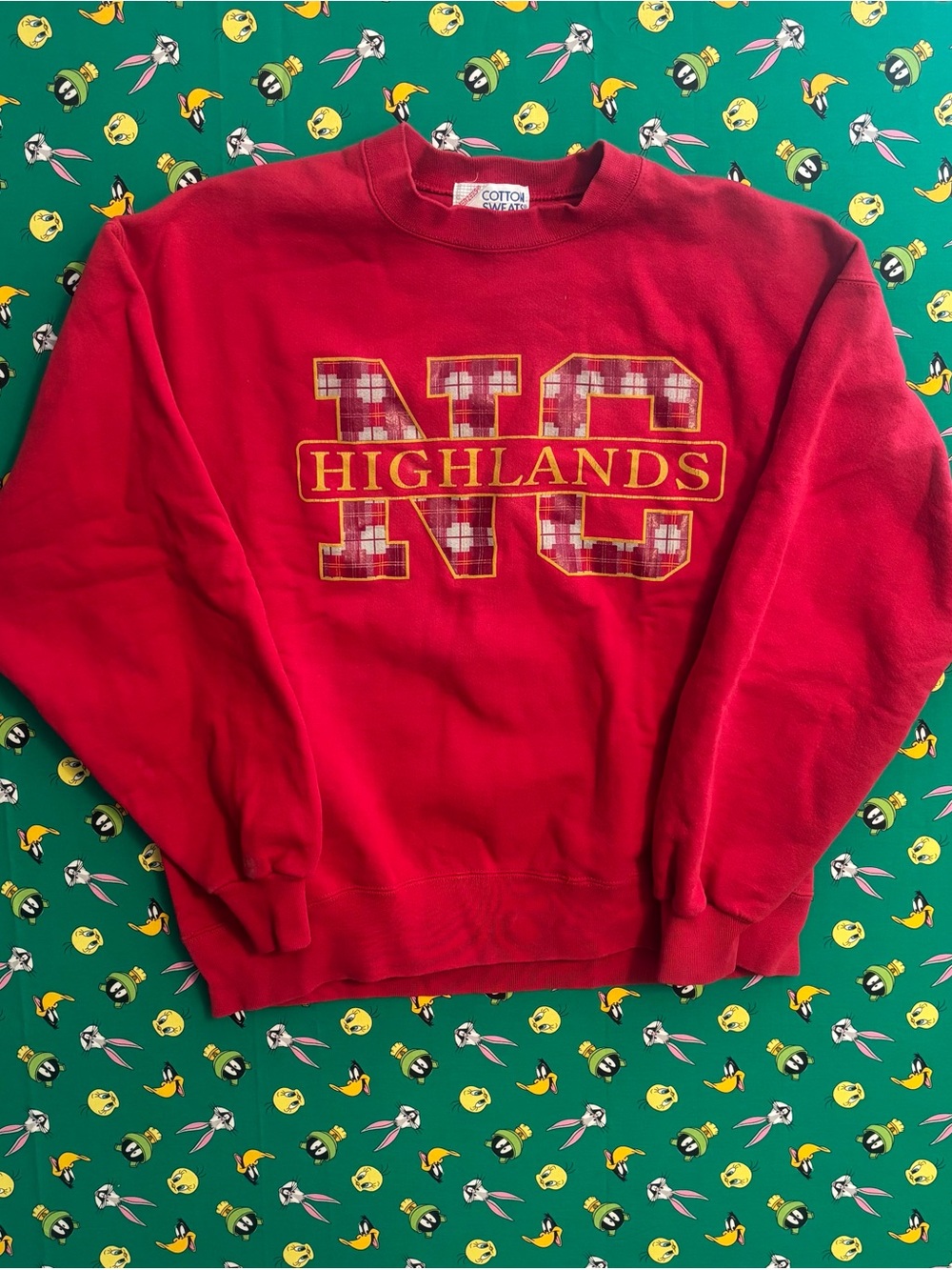 Jerzees Red Highlands NC Plaid-Accent Crewneck Sweatshirt